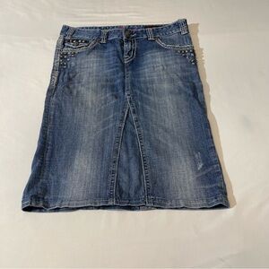 ROCK AND ROLL WOMENS CUSTOM  DENIM SKIRT, SZ 29, VERY GOOD CONDITION, PR…